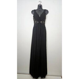 SHERRI HILL  Floor Length Gown Maxi Dress Sz 2 Black Designer Wedding Guest Prom
